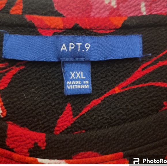 Apt. 9, Womens Black and Red Fit Flare Dress, Size XXL, Stretch Sleeves - Picture 2 of 5